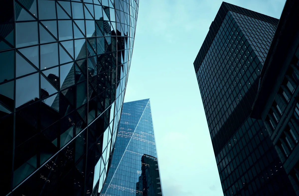 Glass office towers in the City of London financial district