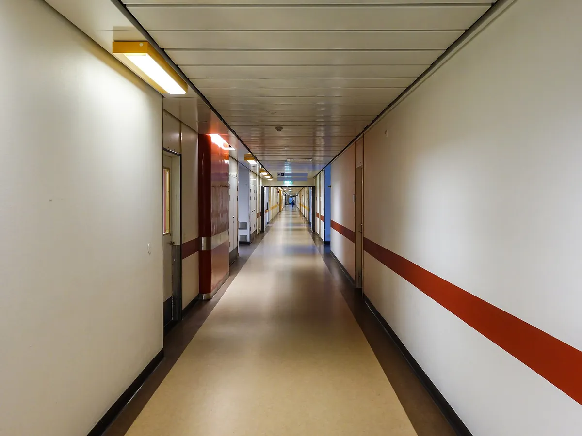 A corridor inside a hospital building